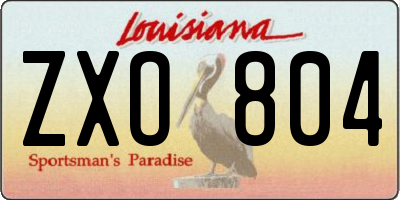 LA license plate ZXO804