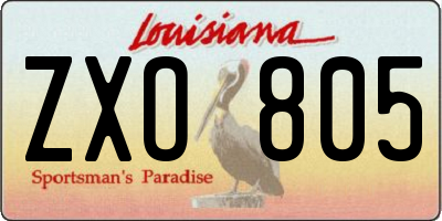 LA license plate ZXO805