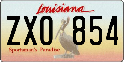 LA license plate ZXO854