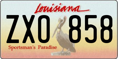LA license plate ZXO858