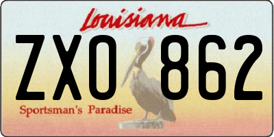 LA license plate ZXO862