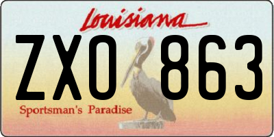 LA license plate ZXO863