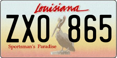 LA license plate ZXO865