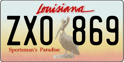 LA license plate ZXO869