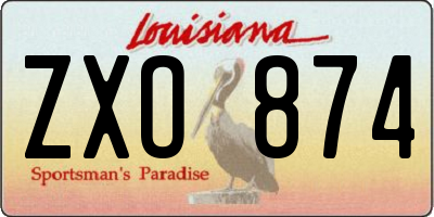 LA license plate ZXO874
