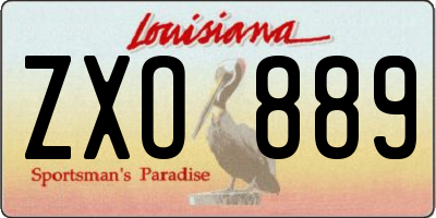 LA license plate ZXO889