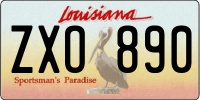 LA license plate ZXO890