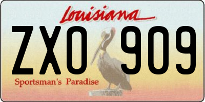 LA license plate ZXO909