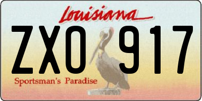 LA license plate ZXO917