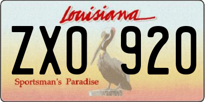 LA license plate ZXO920