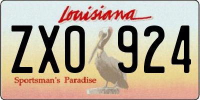 LA license plate ZXO924