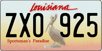 LA license plate ZXO925