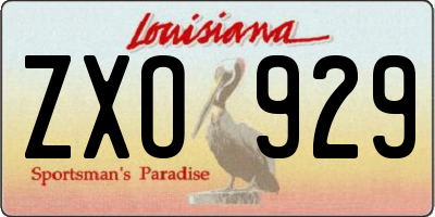 LA license plate ZXO929