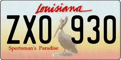 LA license plate ZXO930