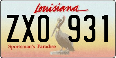 LA license plate ZXO931