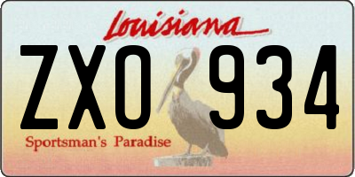 LA license plate ZXO934