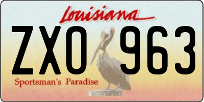 LA license plate ZXO963