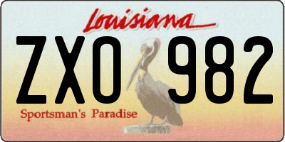 LA license plate ZXO982