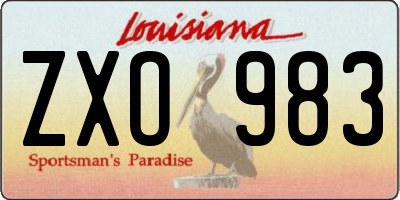 LA license plate ZXO983
