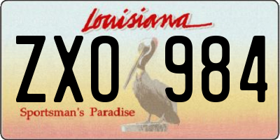 LA license plate ZXO984
