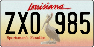 LA license plate ZXO985