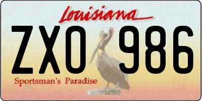 LA license plate ZXO986