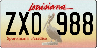 LA license plate ZXO988