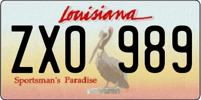 LA license plate ZXO989