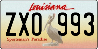 LA license plate ZXO993