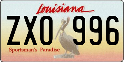 LA license plate ZXO996