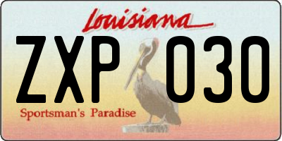 LA license plate ZXP030