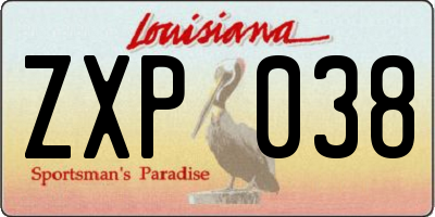 LA license plate ZXP038