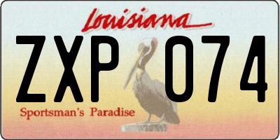 LA license plate ZXP074