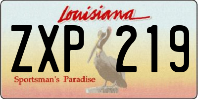 LA license plate ZXP219