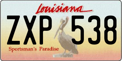 LA license plate ZXP538