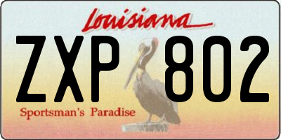 LA license plate ZXP802