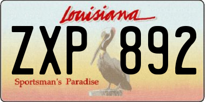 LA license plate ZXP892