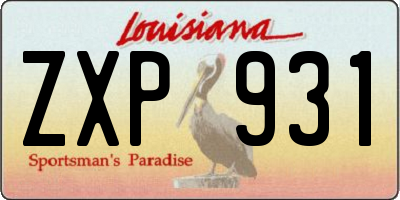 LA license plate ZXP931