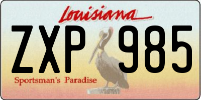 LA license plate ZXP985