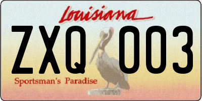 LA license plate ZXQ003
