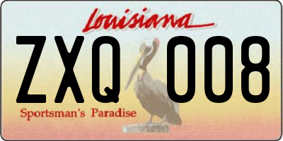 LA license plate ZXQ008