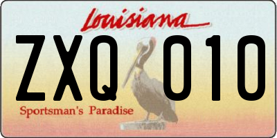 LA license plate ZXQ010