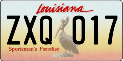 LA license plate ZXQ017