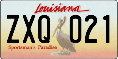 LA license plate ZXQ021