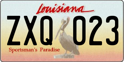 LA license plate ZXQ023