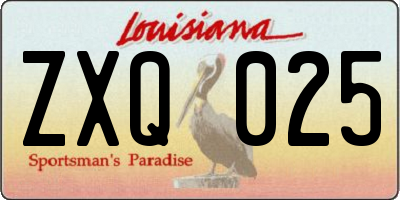LA license plate ZXQ025