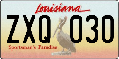 LA license plate ZXQ030