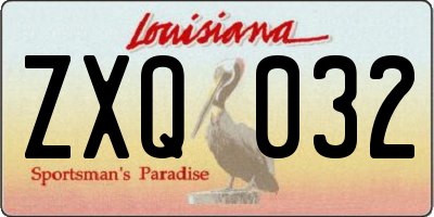 LA license plate ZXQ032