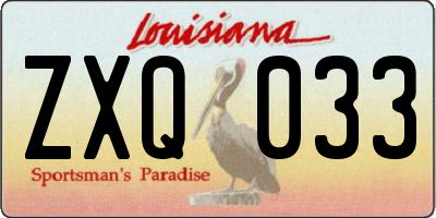 LA license plate ZXQ033