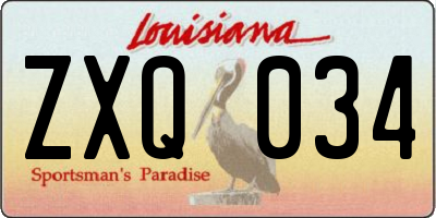 LA license plate ZXQ034